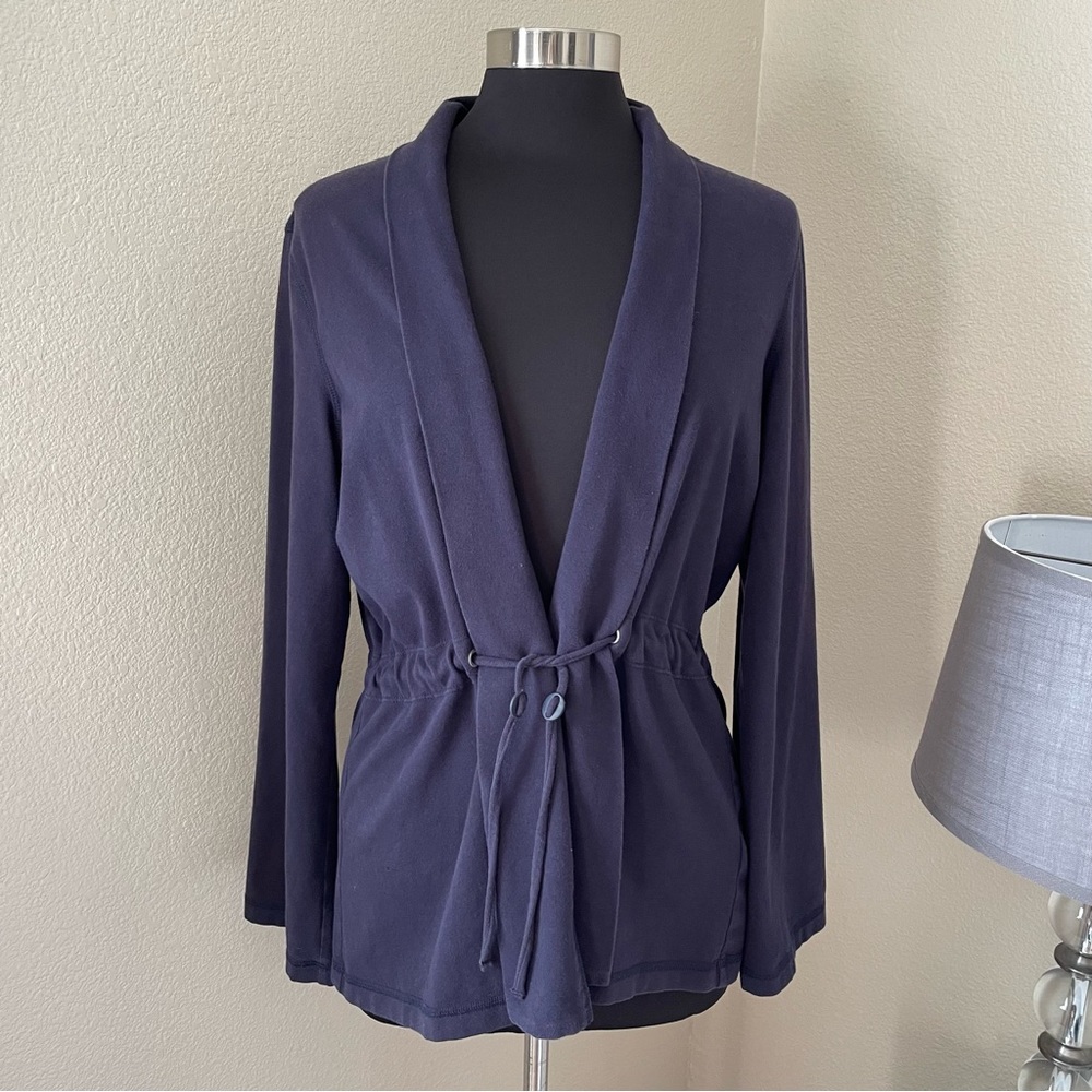 Eileen Fisher Tie Waist Cardigan Navy Blue